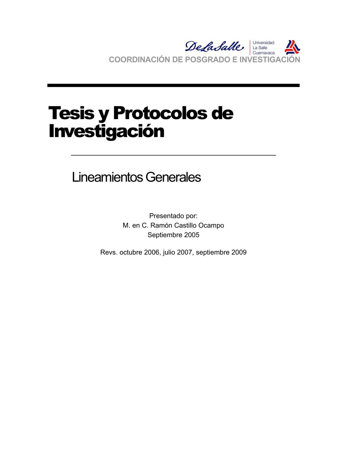 Tesis y Protocolos de Investigación. Lineamientos generales